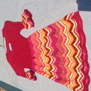 ❤️5for$25 Justice Red and Orange Ribbed Raglan Sleeve Dress